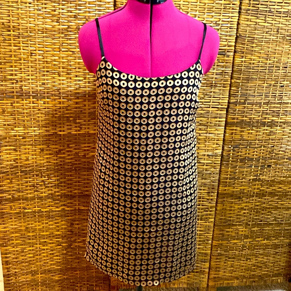 Calvin Klein Black and Gold Mini Dress